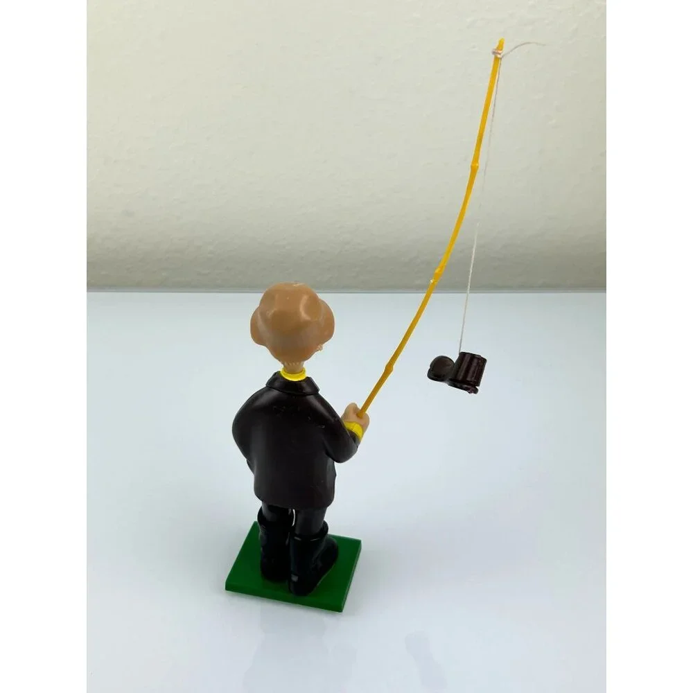 Wilton Cake Topper Old Man Fishing Pole Boot Vintage Made in Hong Kong Plastic